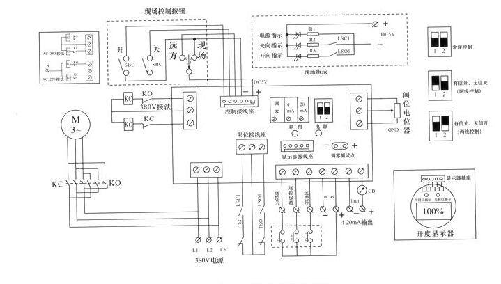 部分回轉閥門電動裝置控制原理圖